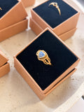 Triangular Rainbow moonstone ring
