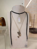 Suede crystal necklace