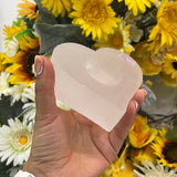 Selenite heart tealight holder