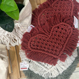 Handmade heart macrame coaster