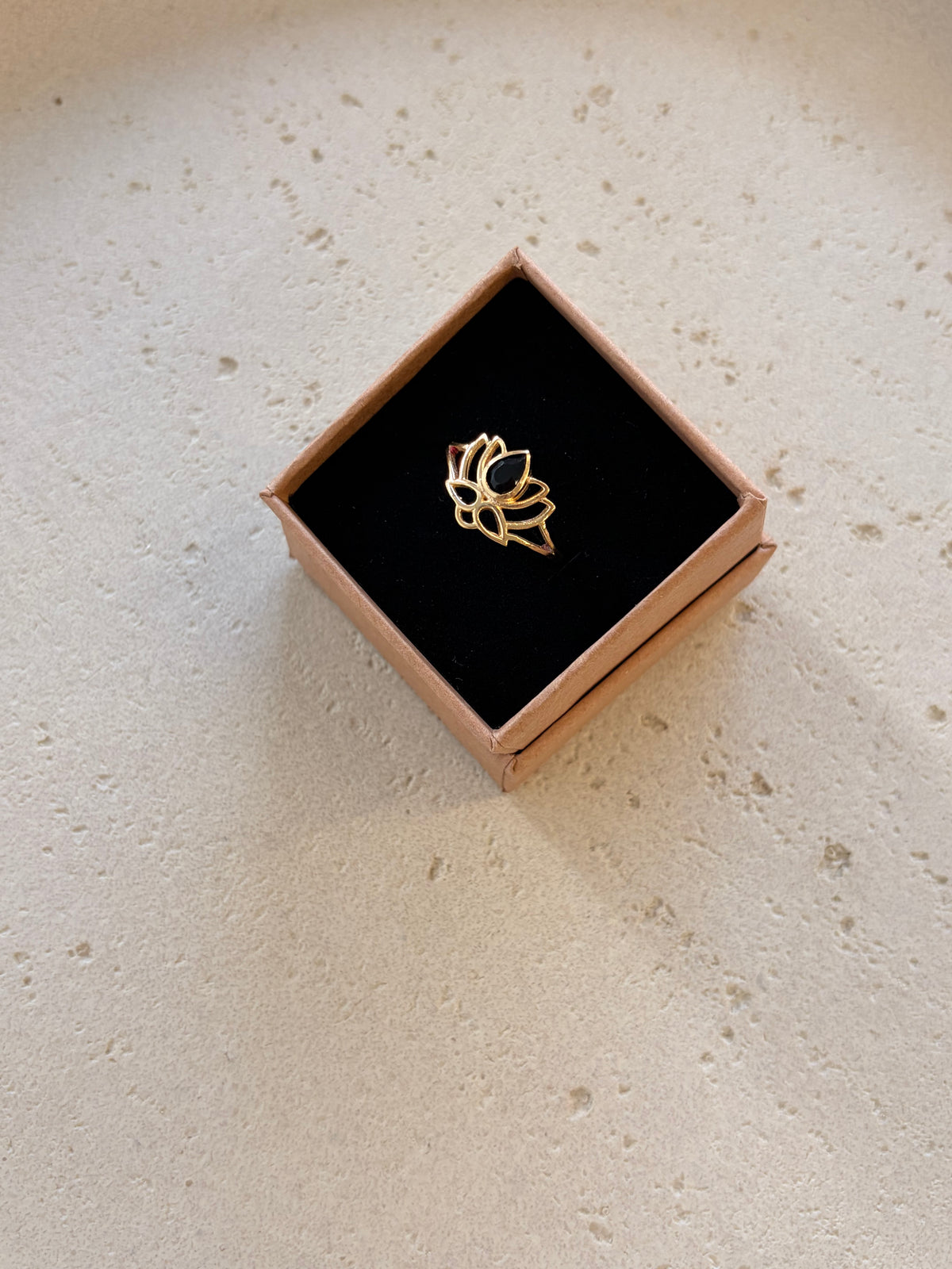 Black Onyx Lotus Ring