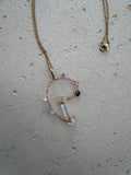 Gold crystal point energy necklace