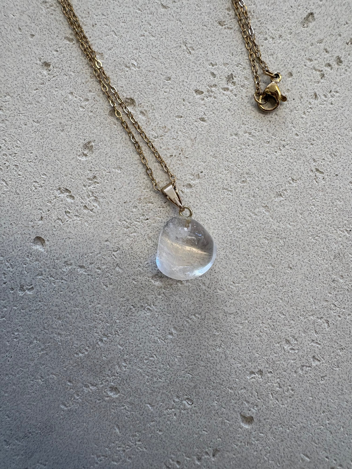 Gold clear quartz necklace