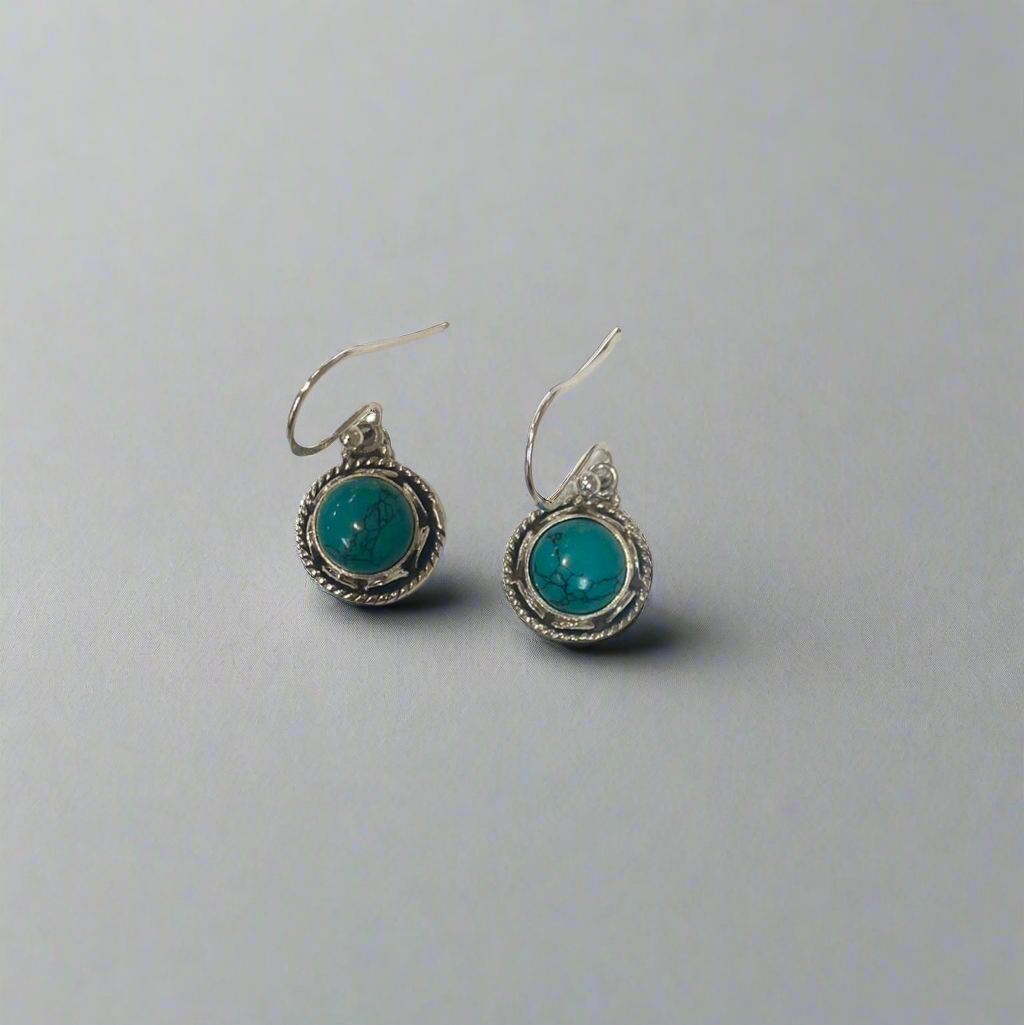 Turquoise round drop earrings