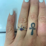 Amethyst flower silver ring