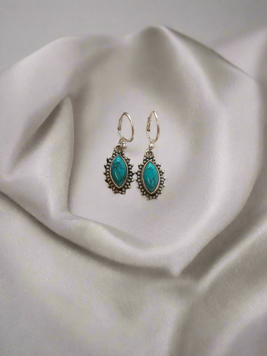 Turquoise round drop earrings