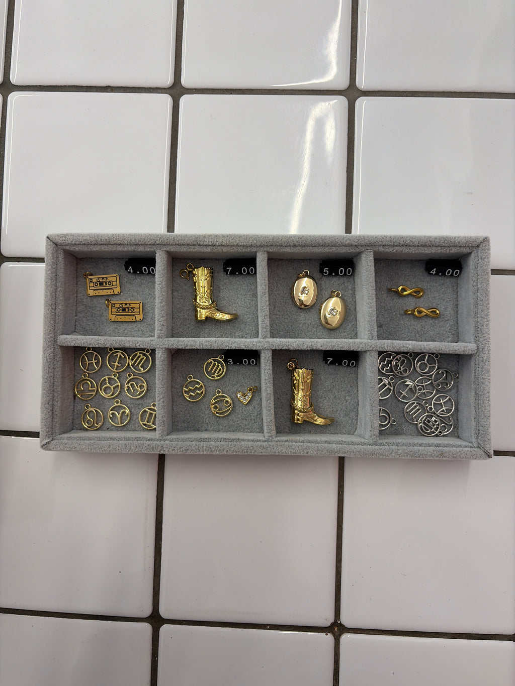 Gold charm pendants