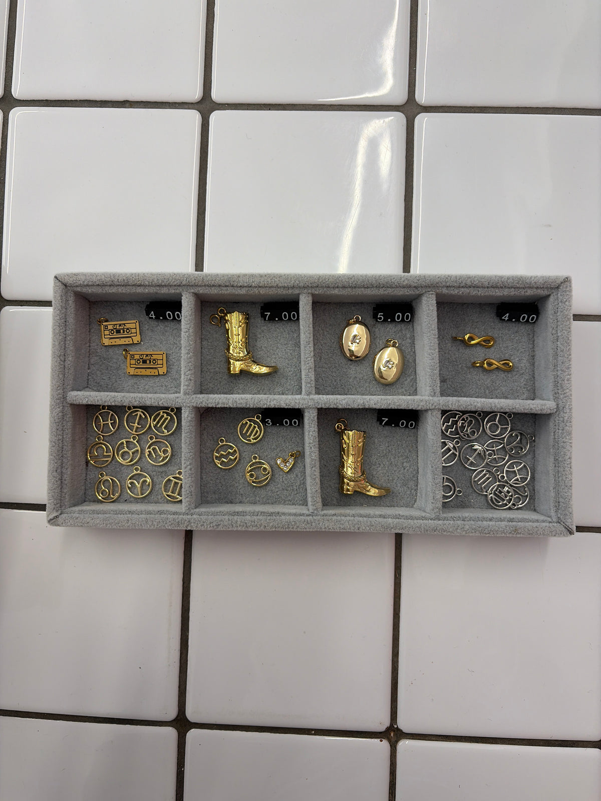 Gold charm pendants