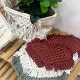 Handmade heart macrame coaster