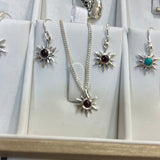 Garnet star earrings