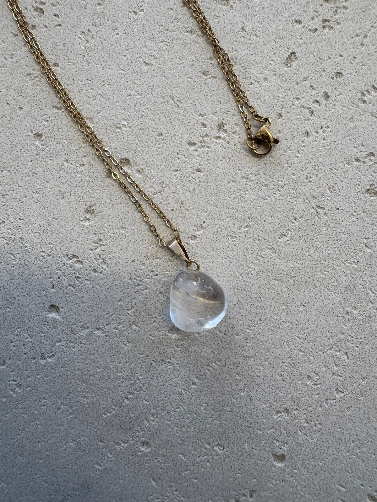 Gold clear quartz necklace