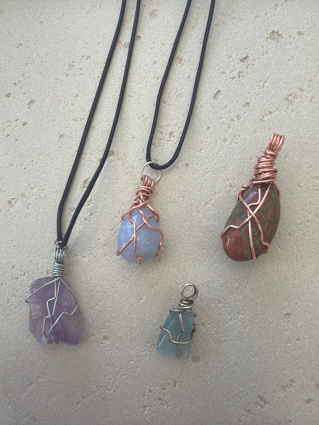 Amethyst hand wrapped necklace