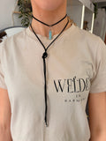 Suede crystal necklace