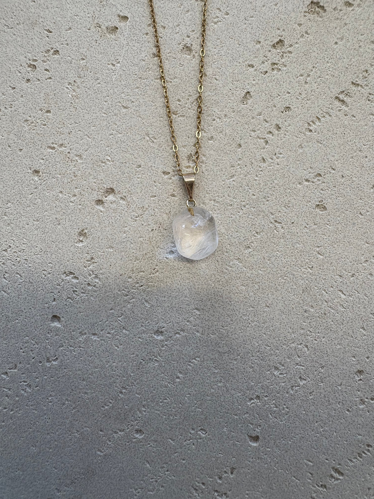 Gold clear quartz necklace