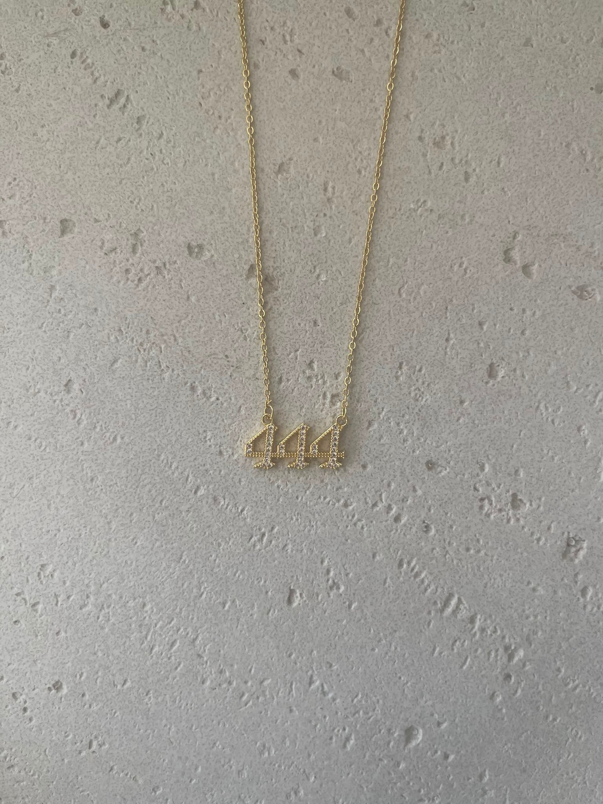 444 Crystal paved Angel number necklace