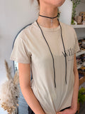 Suede crystal necklace