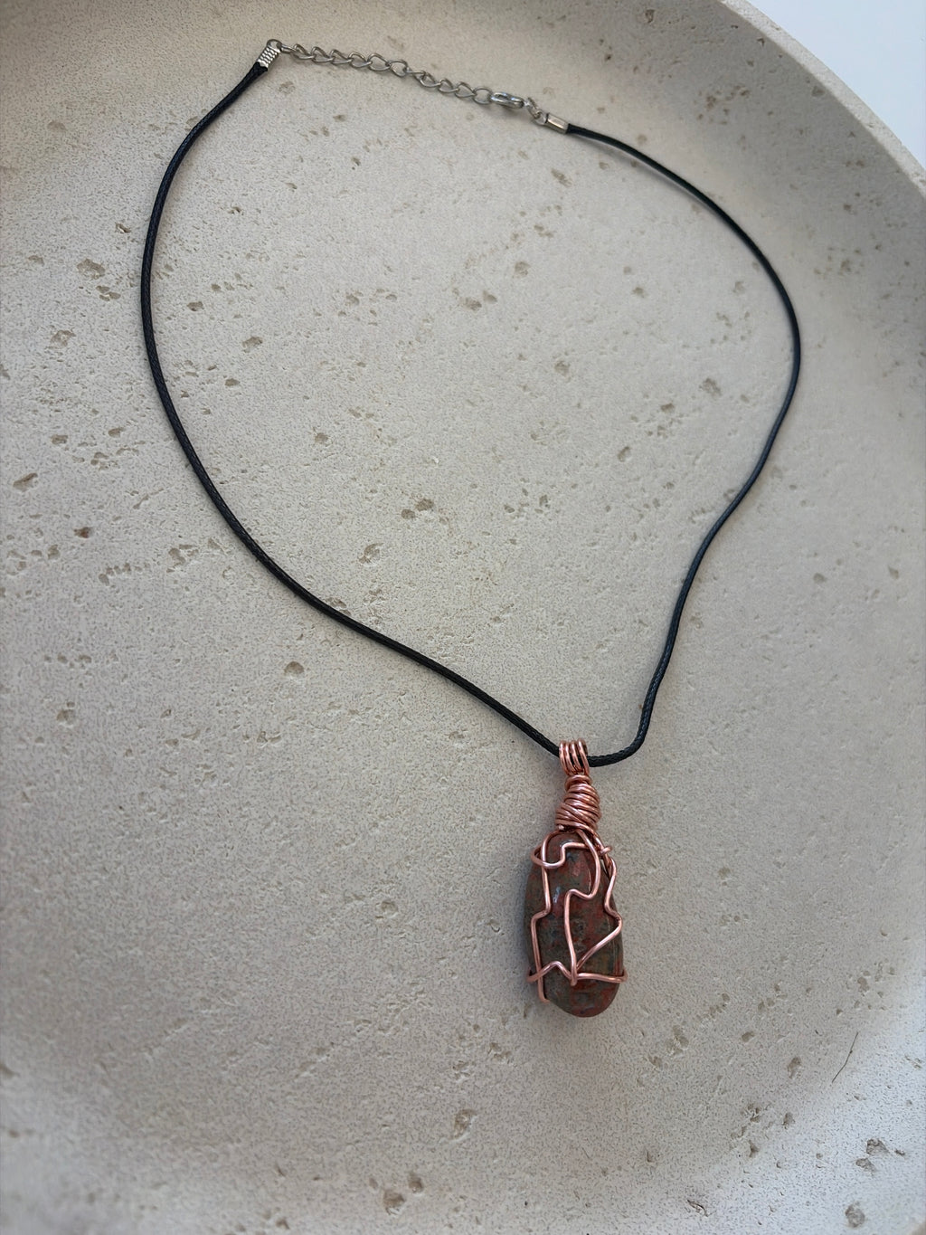Unakite hand wrapped necklace