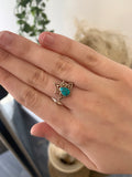 Turquoise Teardrop Ornate Silver Ring