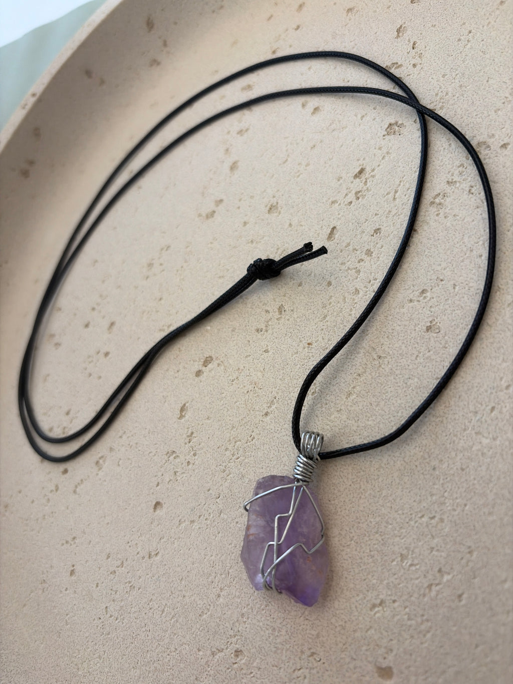 Amethyst hand wrapped necklace