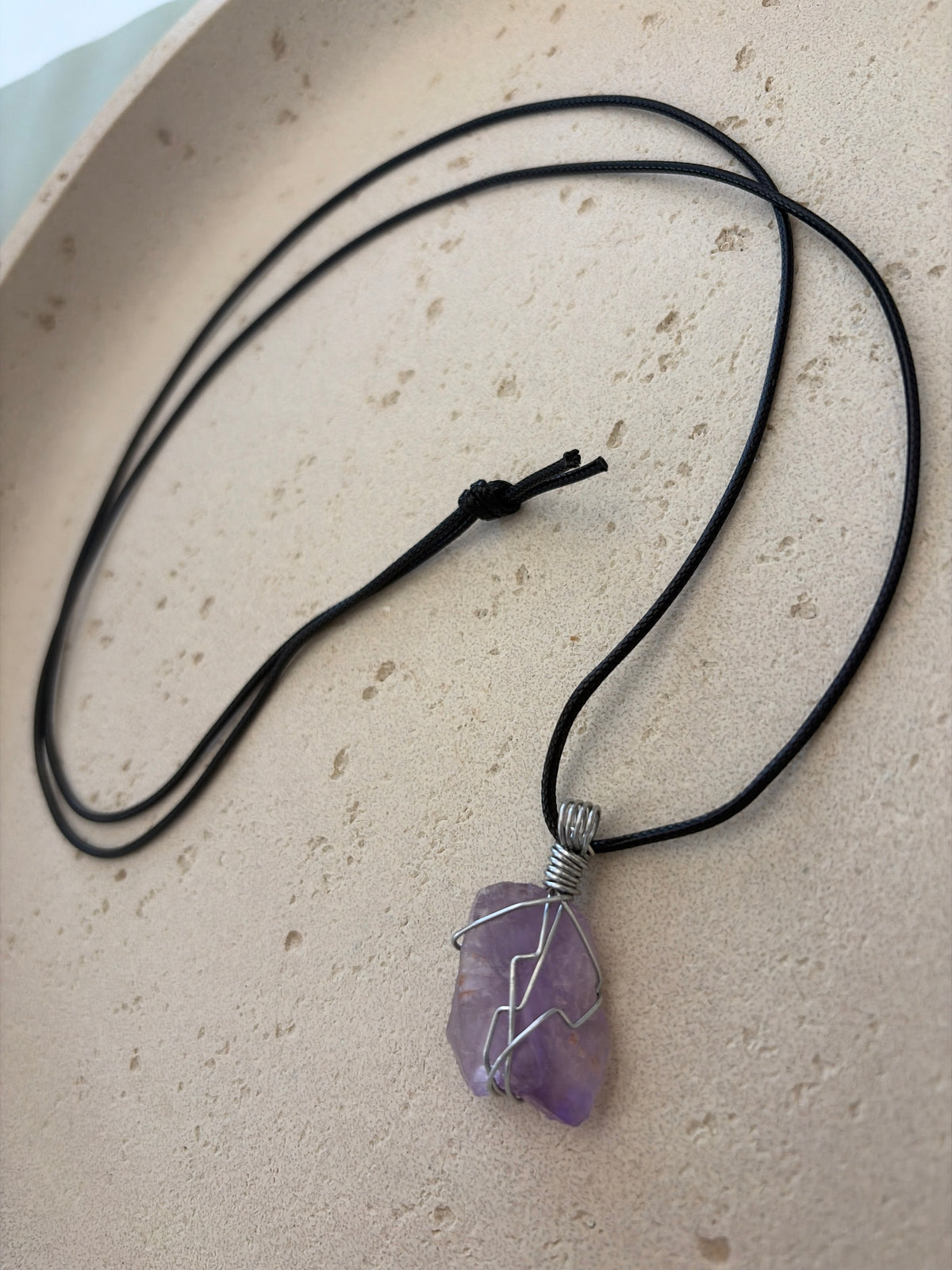 Amethyst hand wrapped necklace