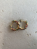 Gold crystal paved chunky hoops
