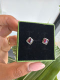 Garnet square studs