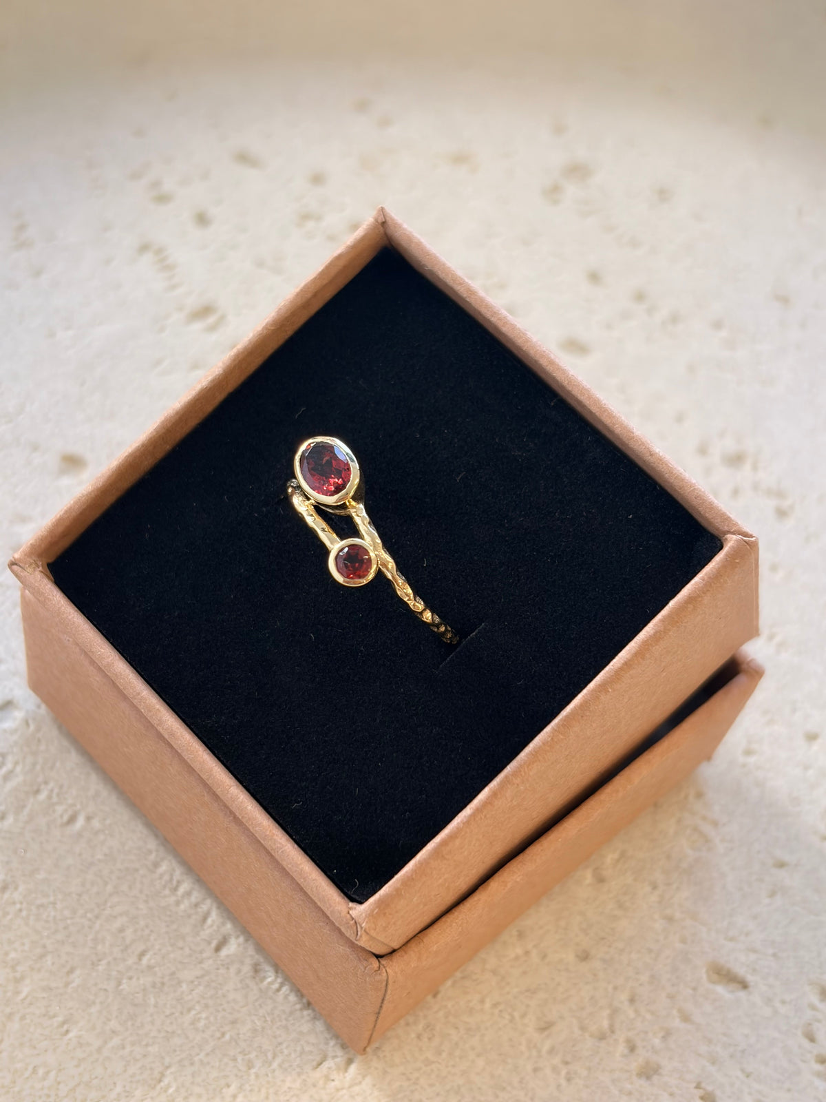Garnet Double ripple ring