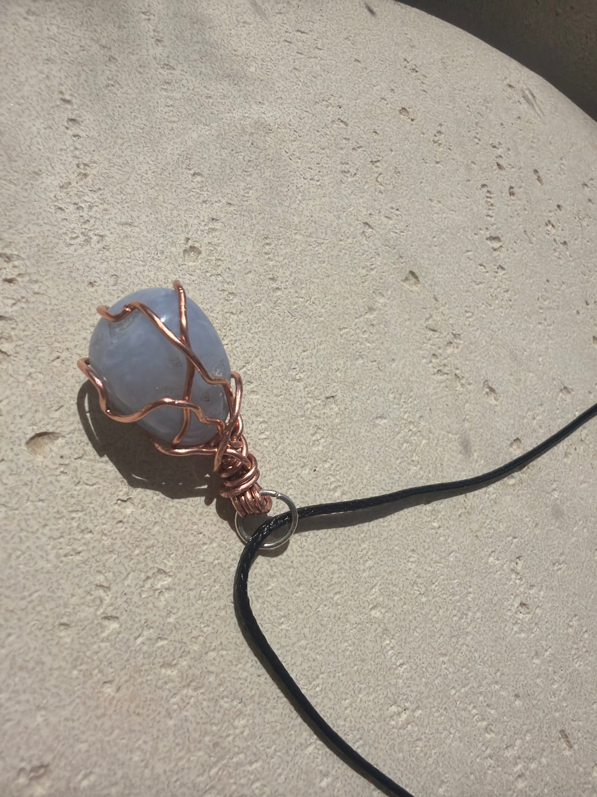 Chalcedony hand wrapped necklace