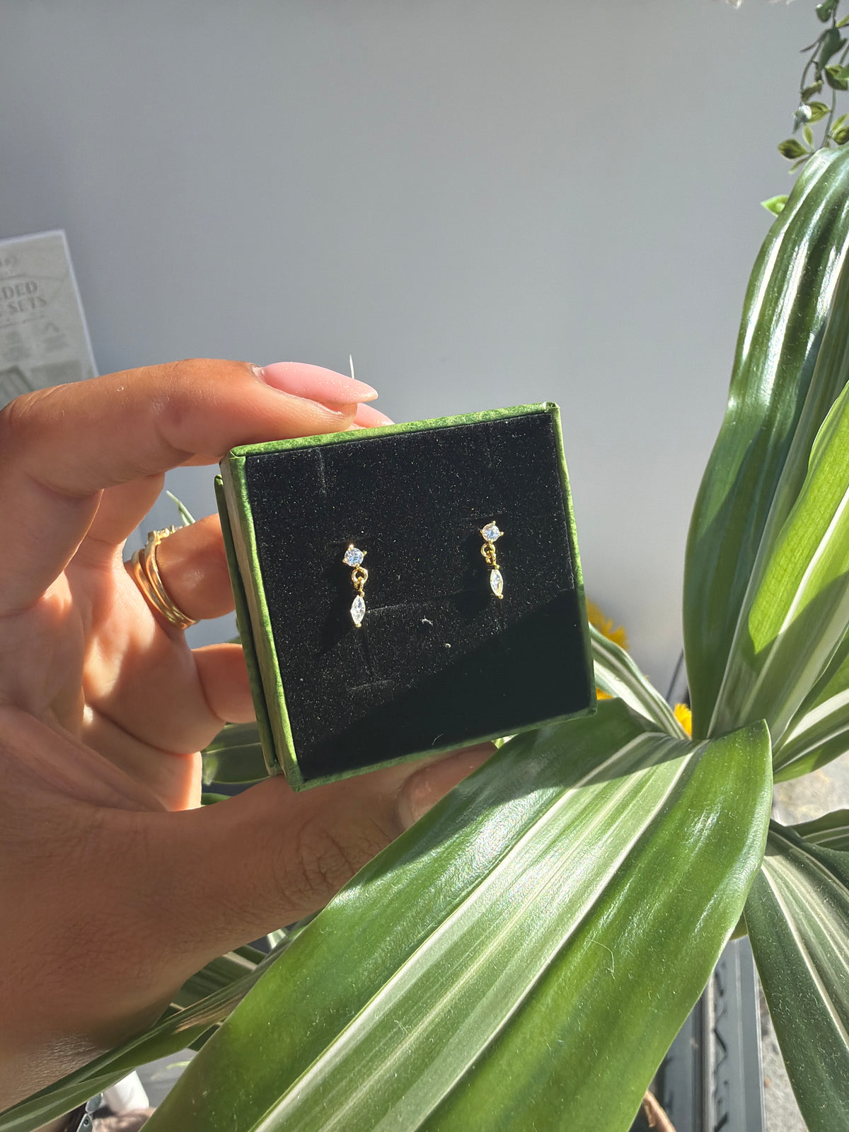 Gold diamond tassle studs