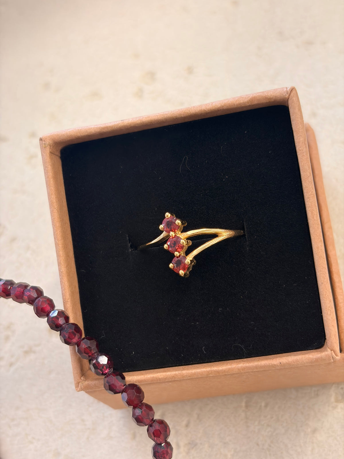 Garnet tripple ring
