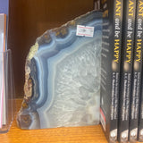 blue agate bookends large