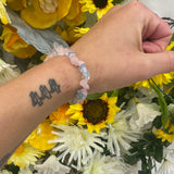 Aquamarine/rose quartz chip bracelet
