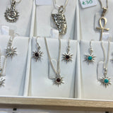 Garnet star earrings