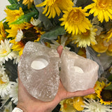 Clear quartz raw tealight