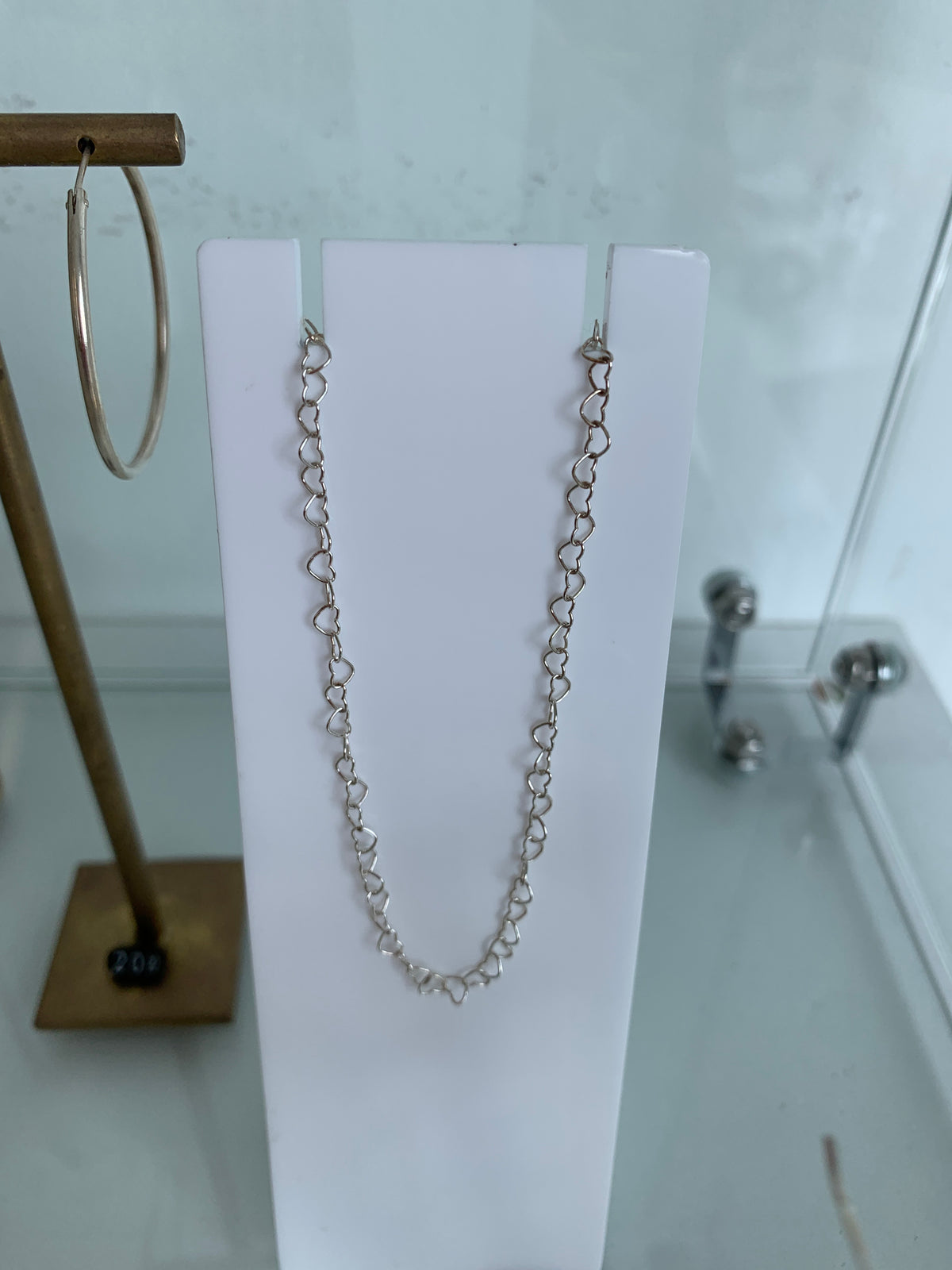 Silver heart link necklace