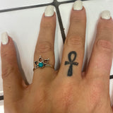 turquoise flower silver ring
