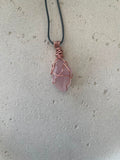 Hand wrapped Rose Quartz copper necklace
