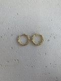 Gold crystal paved huggie hoops