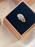 Triangular Rainbow moonstone ring