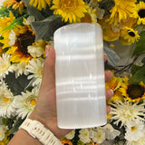 Selenite tower tealight holder