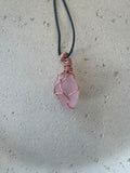 Hand wrapped Rose Quartz copper necklace