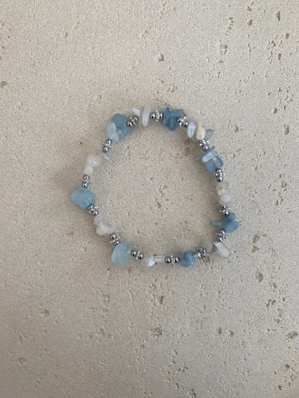 Aquamarine rhinestone chipped bracelet