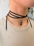 Suede crystal necklace