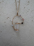 Gold crystal point energy necklace
