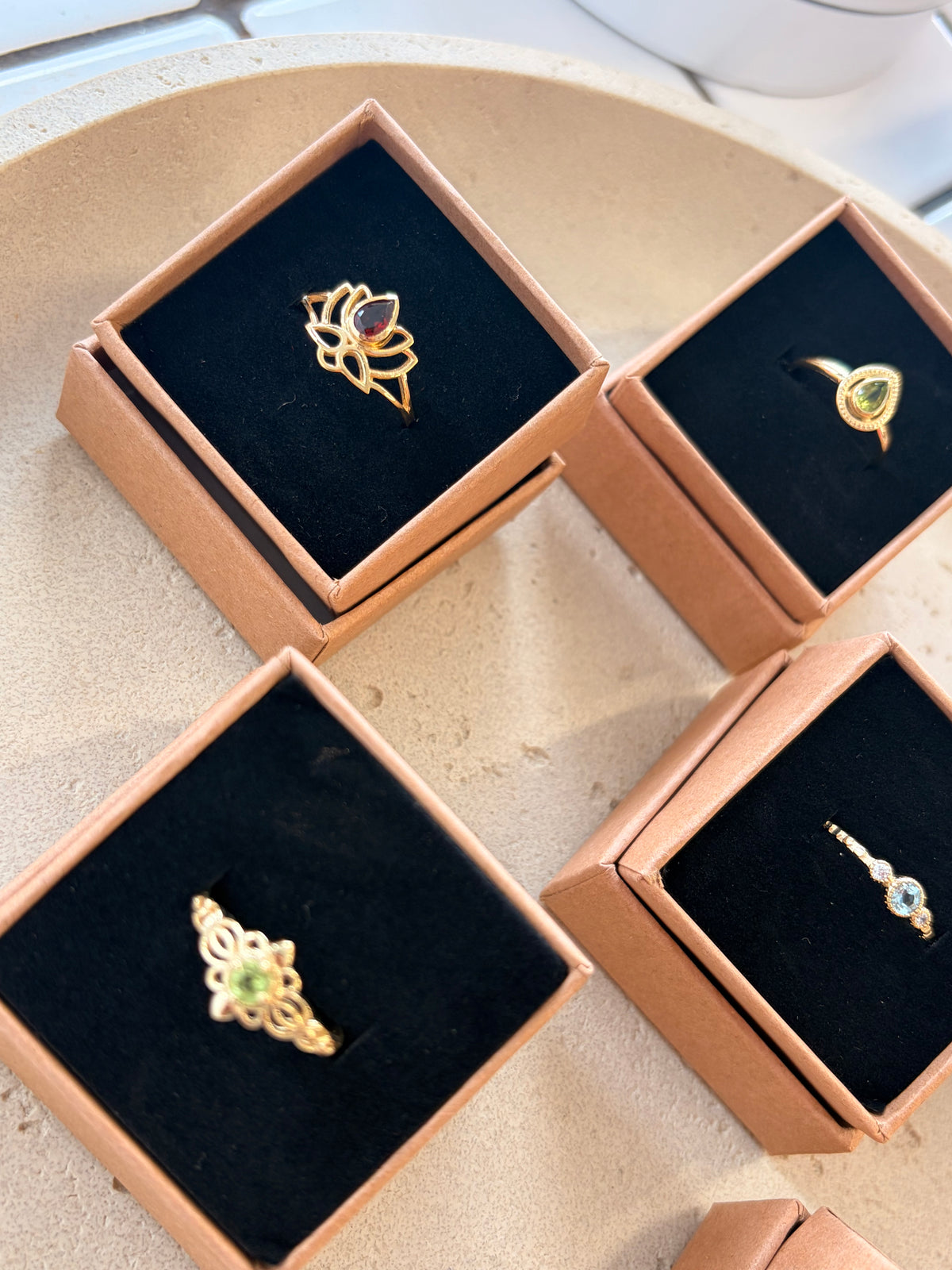 Peridot floral detail ring