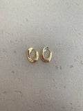 Gold square huggie hoops large