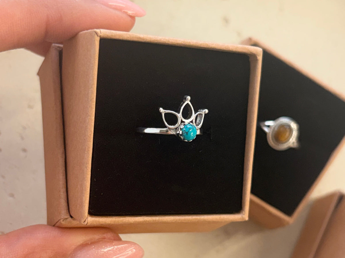 Turquoise lotus ring