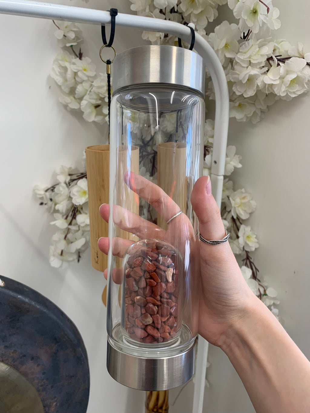 Crystal bottle red jasper chips