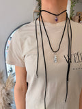 Suede crystal necklace
