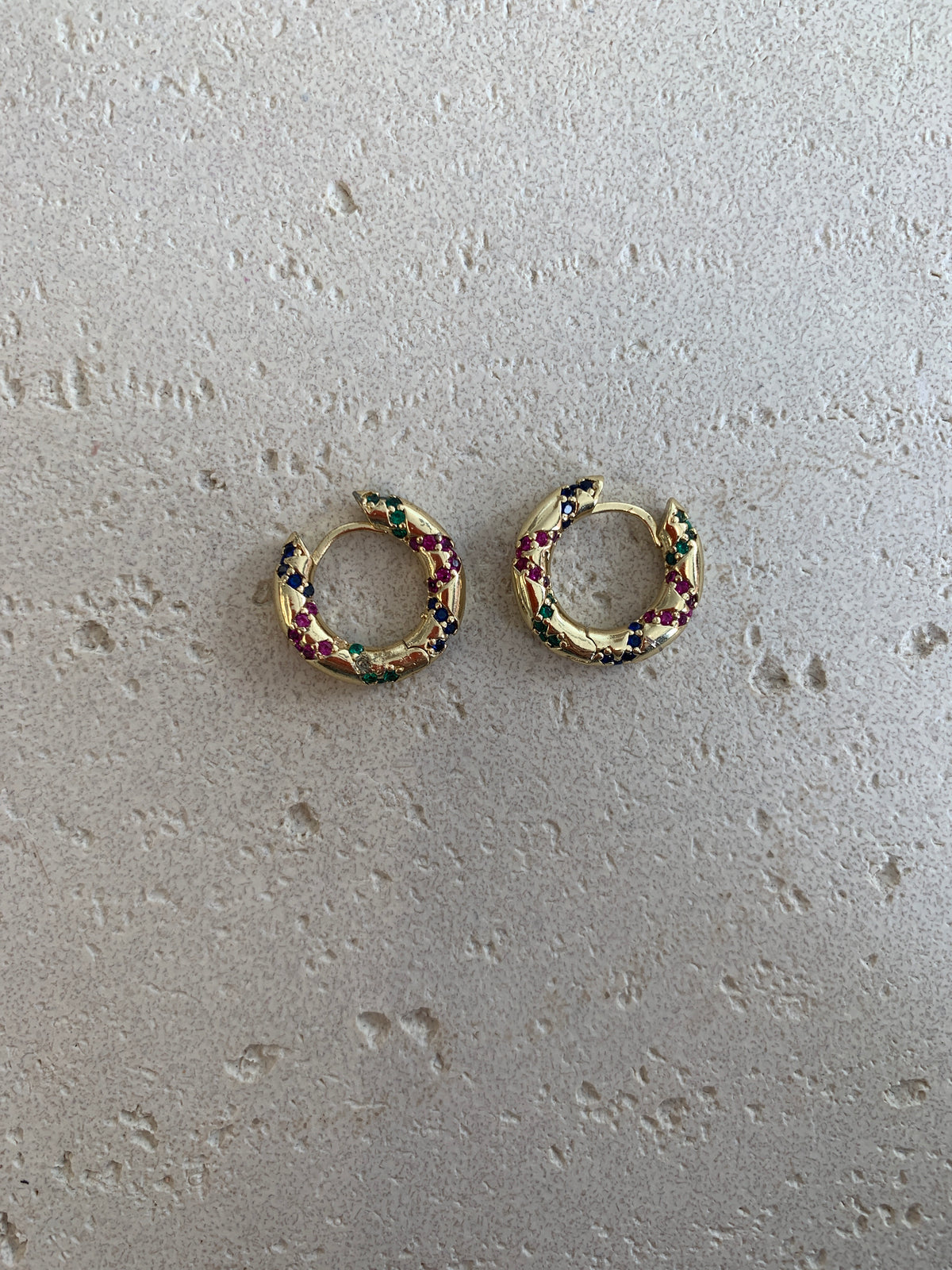 Gold crystal paved chunky hoops